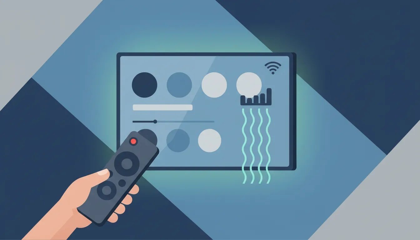 Illustration of Android TV streaming with low Wi‑Fi signal and a remote, representing easier playback on weak internet for xmax installation