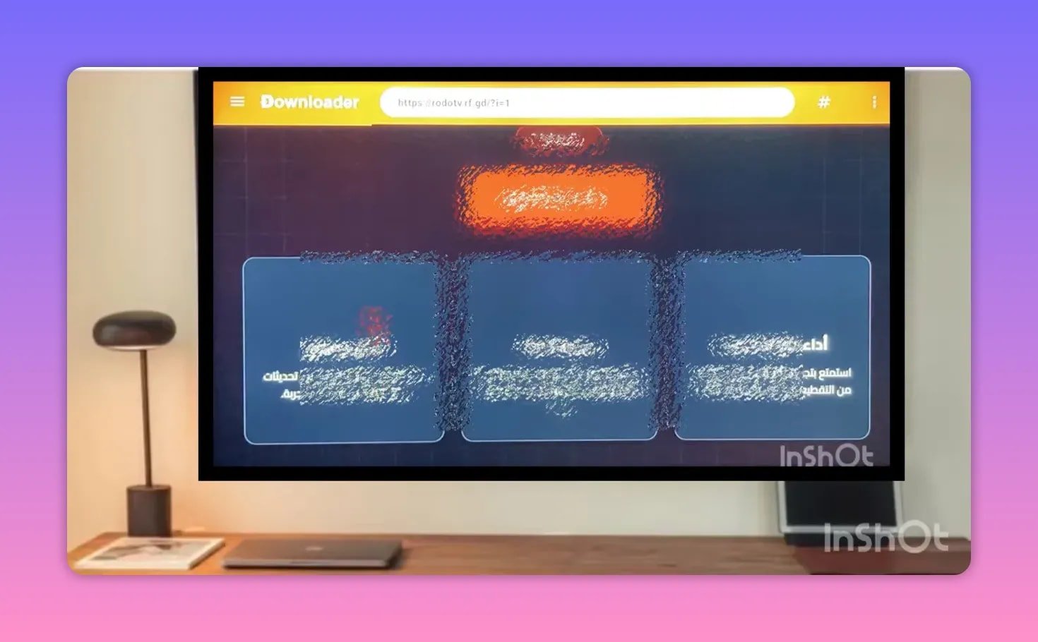 A página do aplicativo Downloader exibe as opções de instalação no Android TV.