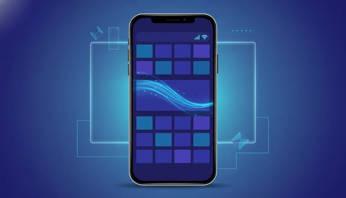 Illustration of an Android phone streaming high-quality TV channels with a clean, smooth interface and Wi‑Fi signal glow—no text.