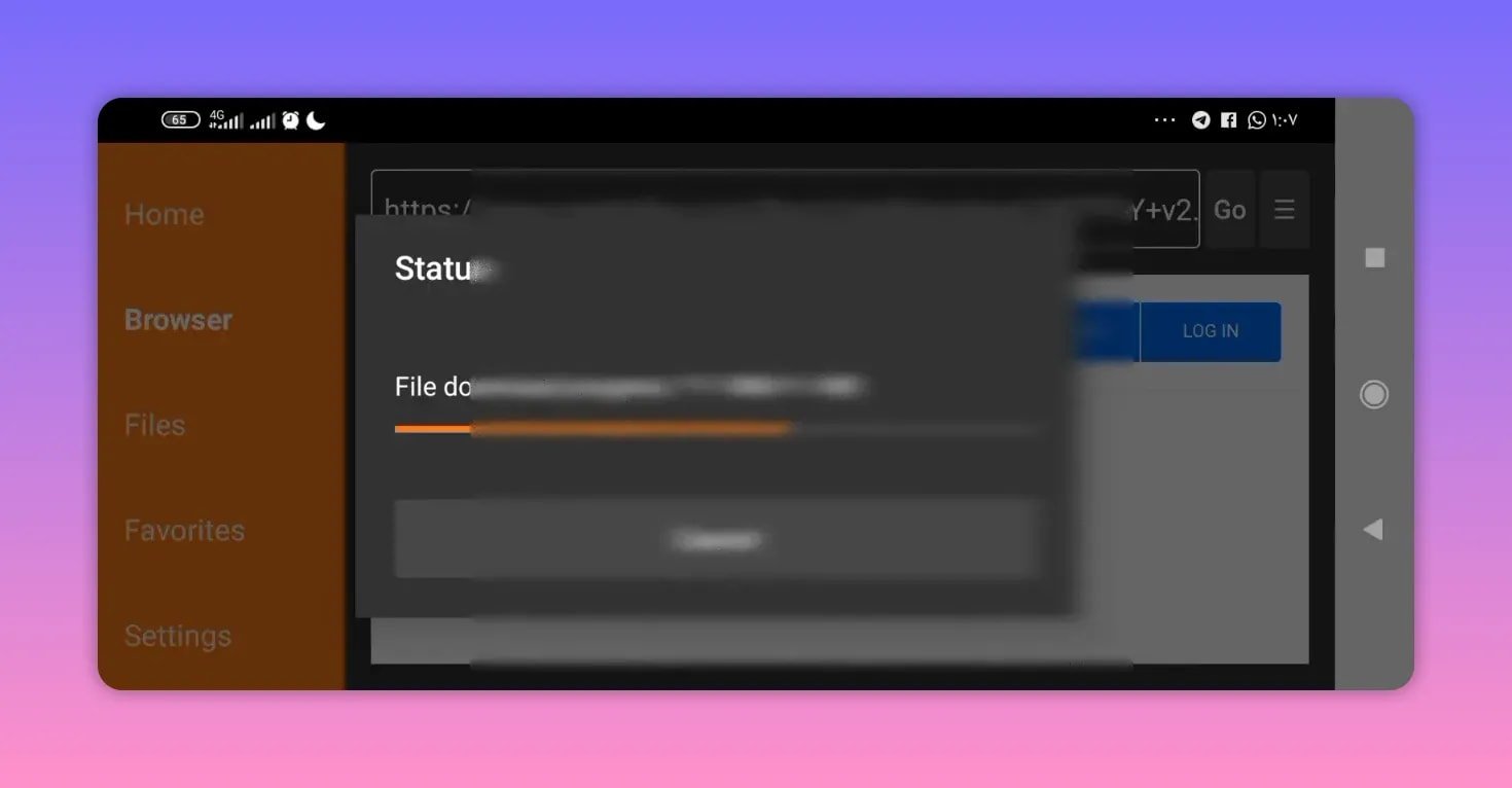 O programa de download exibe a página de download do Netfly durante o carregamento.