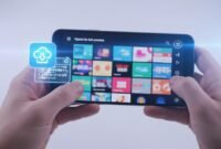 netfly-phone-high-quality-streaming-installation-illustration Person streaming high-quality channels on an Android phone with a generic download-and-install concept and no text.