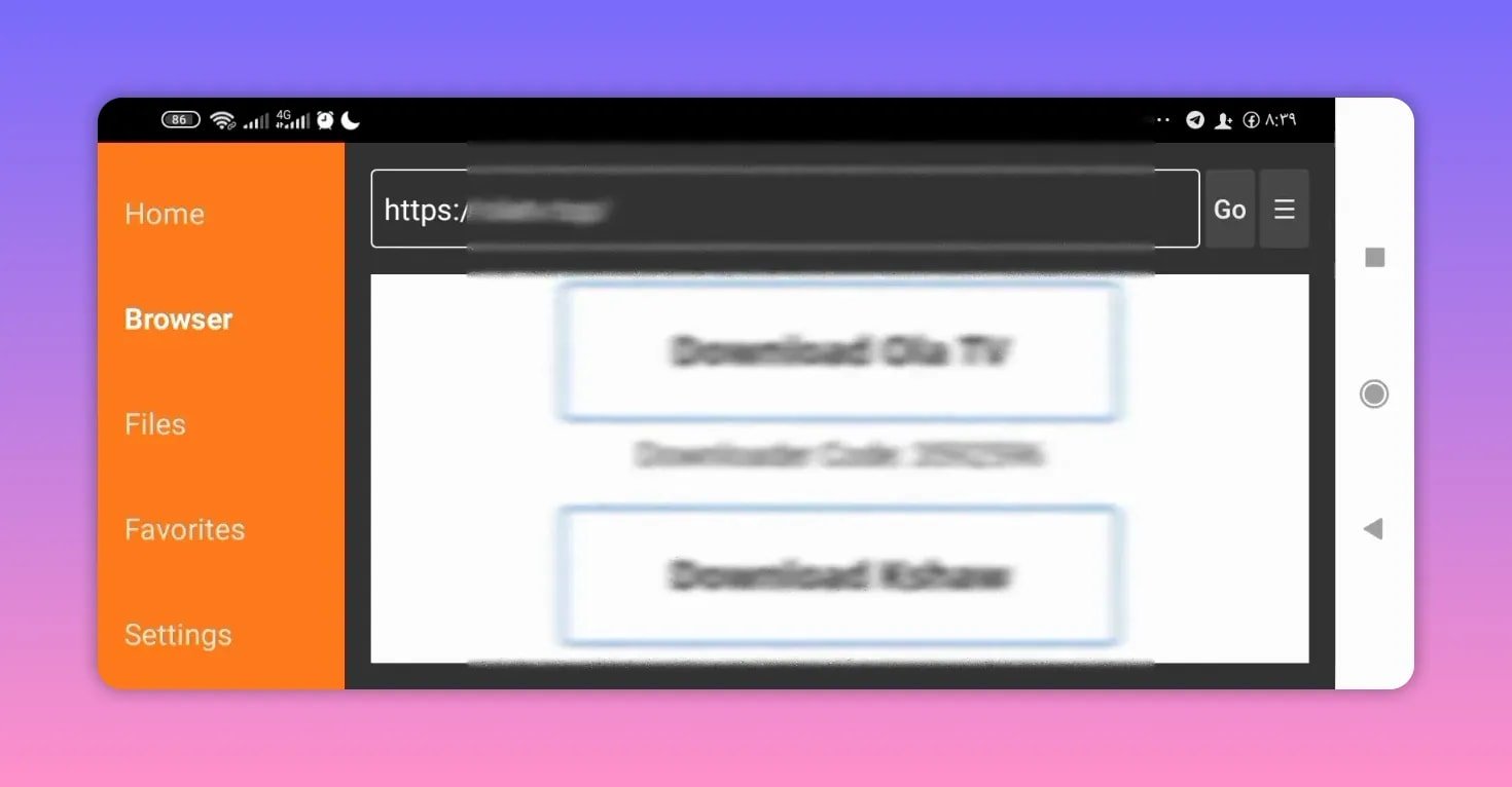 Página de download do Ola TV com botões de opção de download