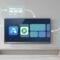 Illustration of a smart TV showing installation of an app and a separate video player, with arrows indicating two methods (Downloader and TV browser) without any text.