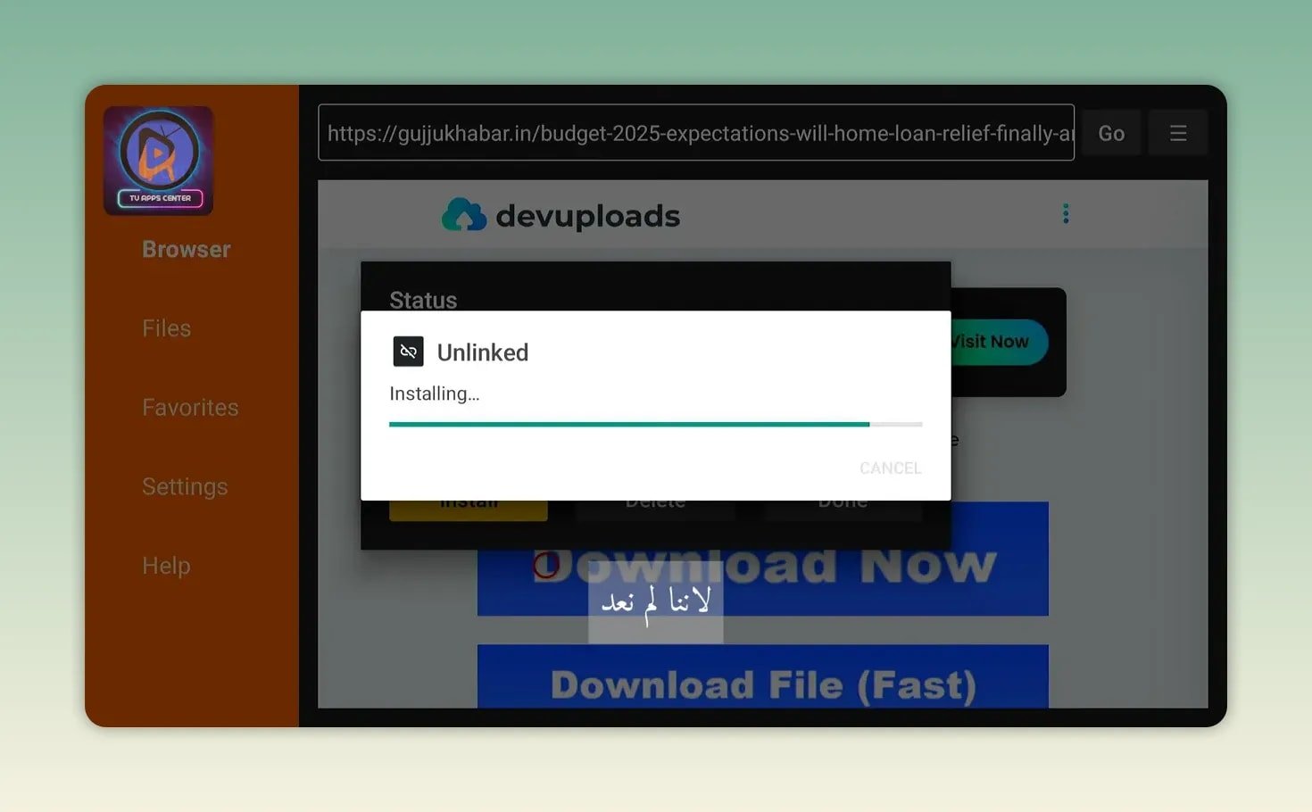 Unlinked installation dialog showing App installed with Done and Open buttons